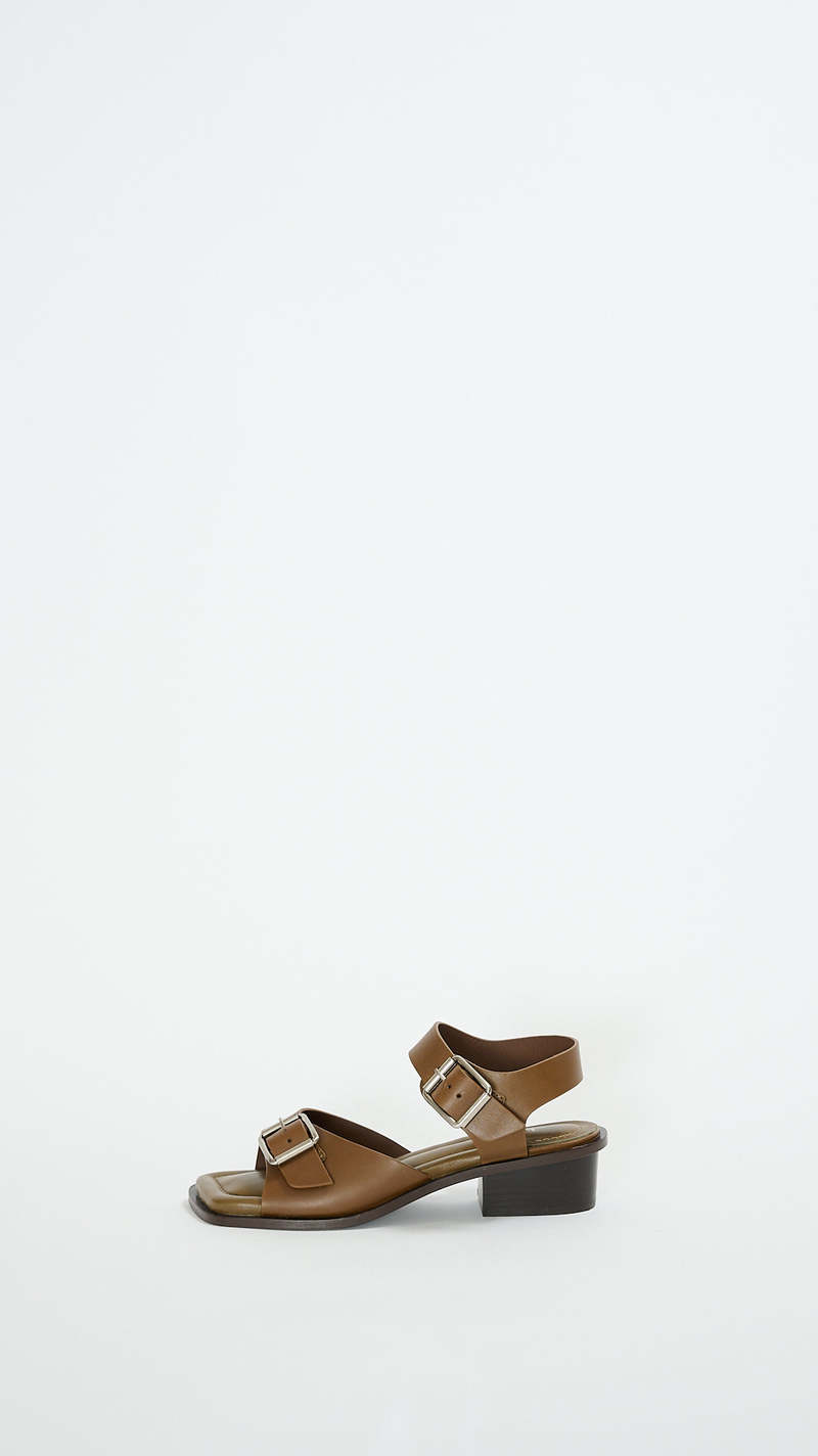 Lemaire Square Heeled Sandals with Straps 35 - Dark Tobacco Lemaire Square Heeled Sandals with Straps 35 - Dark Tobacco