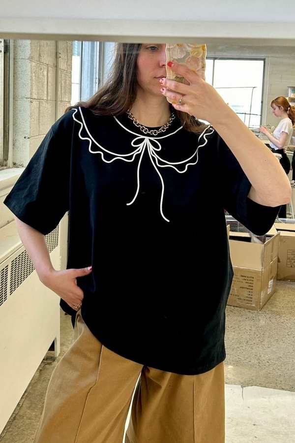 TROMPE L'OEIL TALL TEE KNIT / BLK main image 0