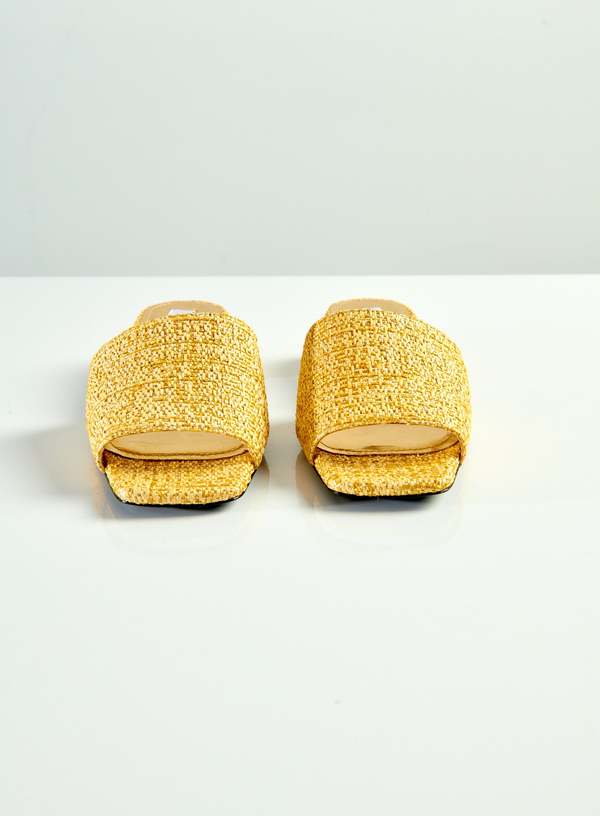Suzanne Rae Simple Slide - Gold Summer Tweed Suzanne Rae Simple Slide - Gold Summer Tweed