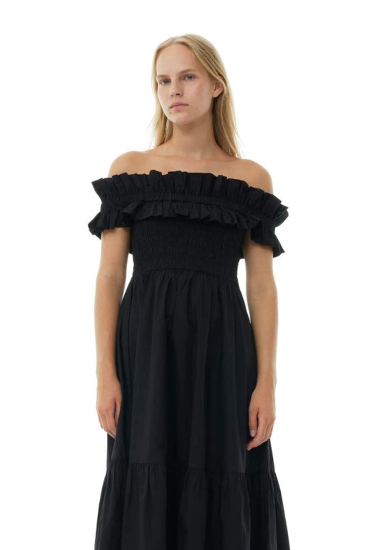 Printed Cotton Long Smock Dress