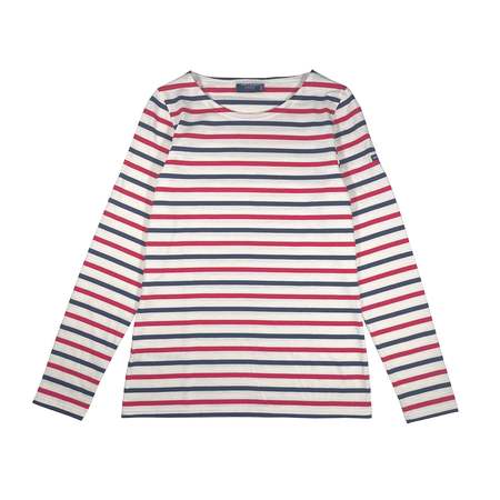 【SAINT JAMES】Vaujany U Long Sleeve T-Shirt Women's Striped Long Sleeve T-Shirt with Heart Elbow Patches