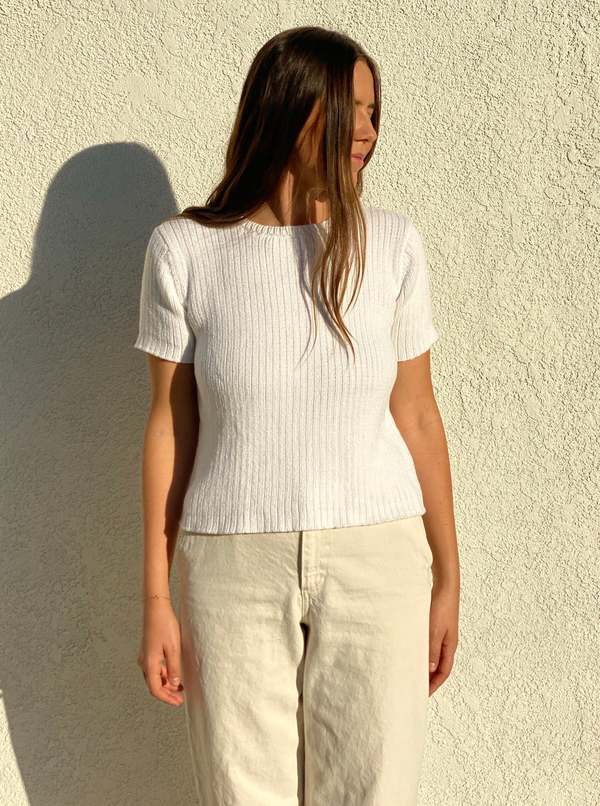 Honest Cotton Handknit Tee - Navy
