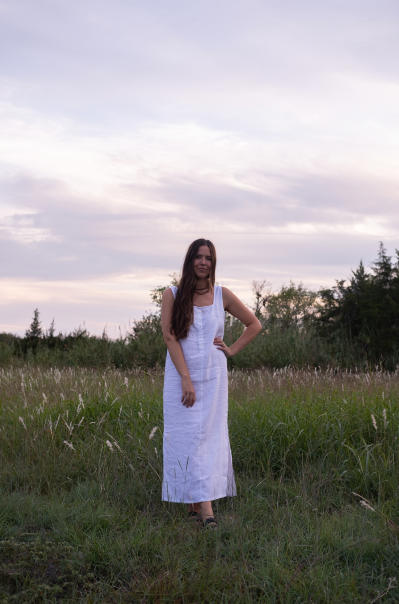 Honest Cotton Square Neck Linen Dress | Garmentory