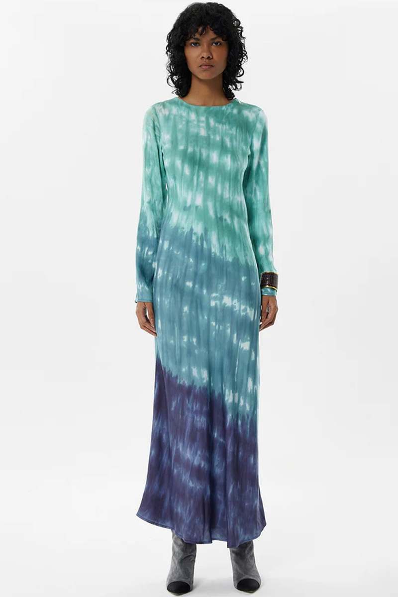 Maria Cher Carranza Catia Long Dress - Green Hue Tie Dye | Garmentory