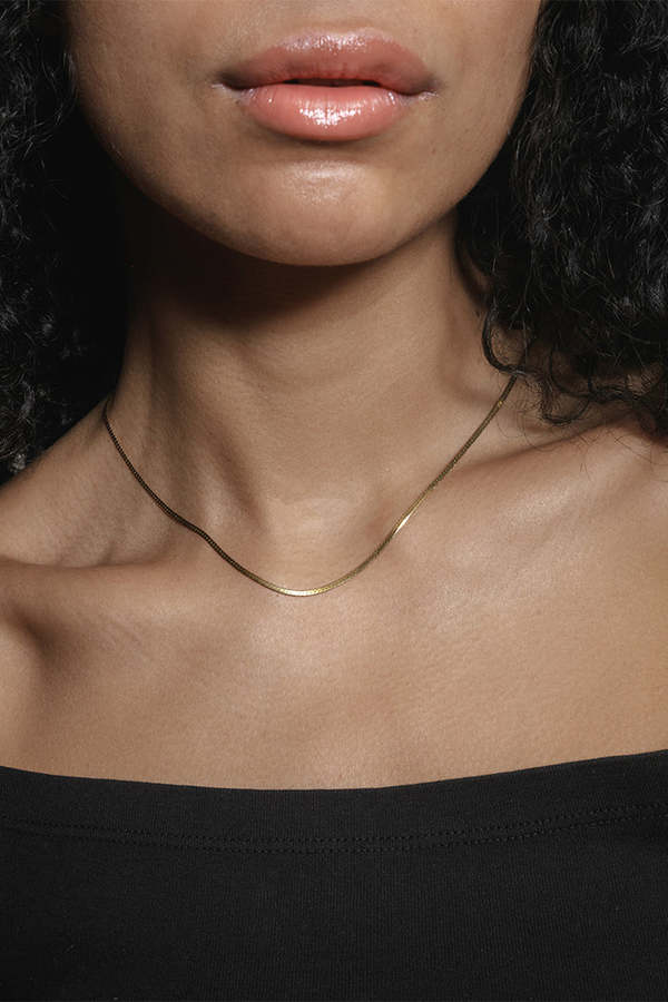 Wolf Circus Thin Herringbone Chain Necklace - Gold