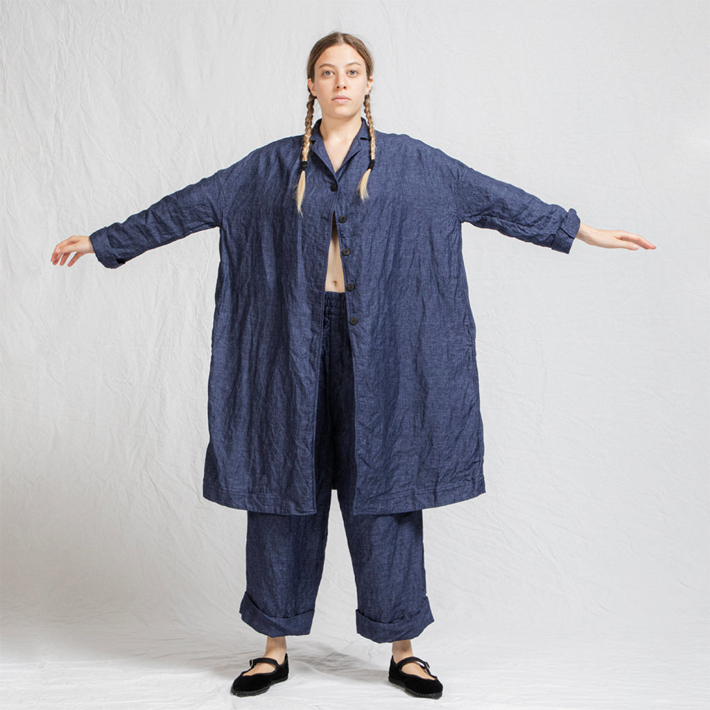 ジャケット・アウター ALBUM DI FAMIGLIA LINEN EASY COAT rennes — Album di Famiglia | Linen Easy Coat in Navy