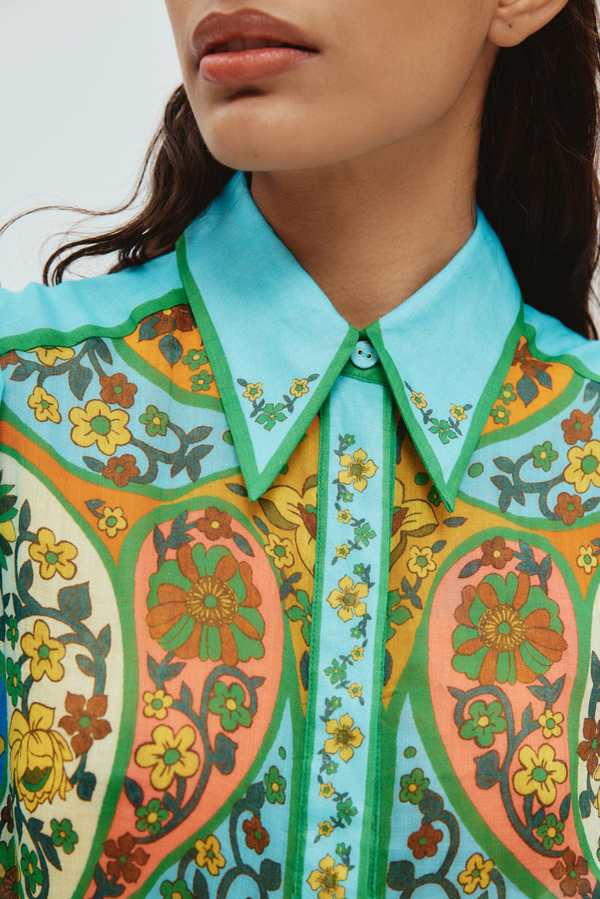 Alemais Sofie Shirtdress - Green/Blue | Garmentory