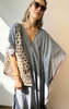 Two V Neck Caftan - Gray/Bronze - Thumbnail 3
