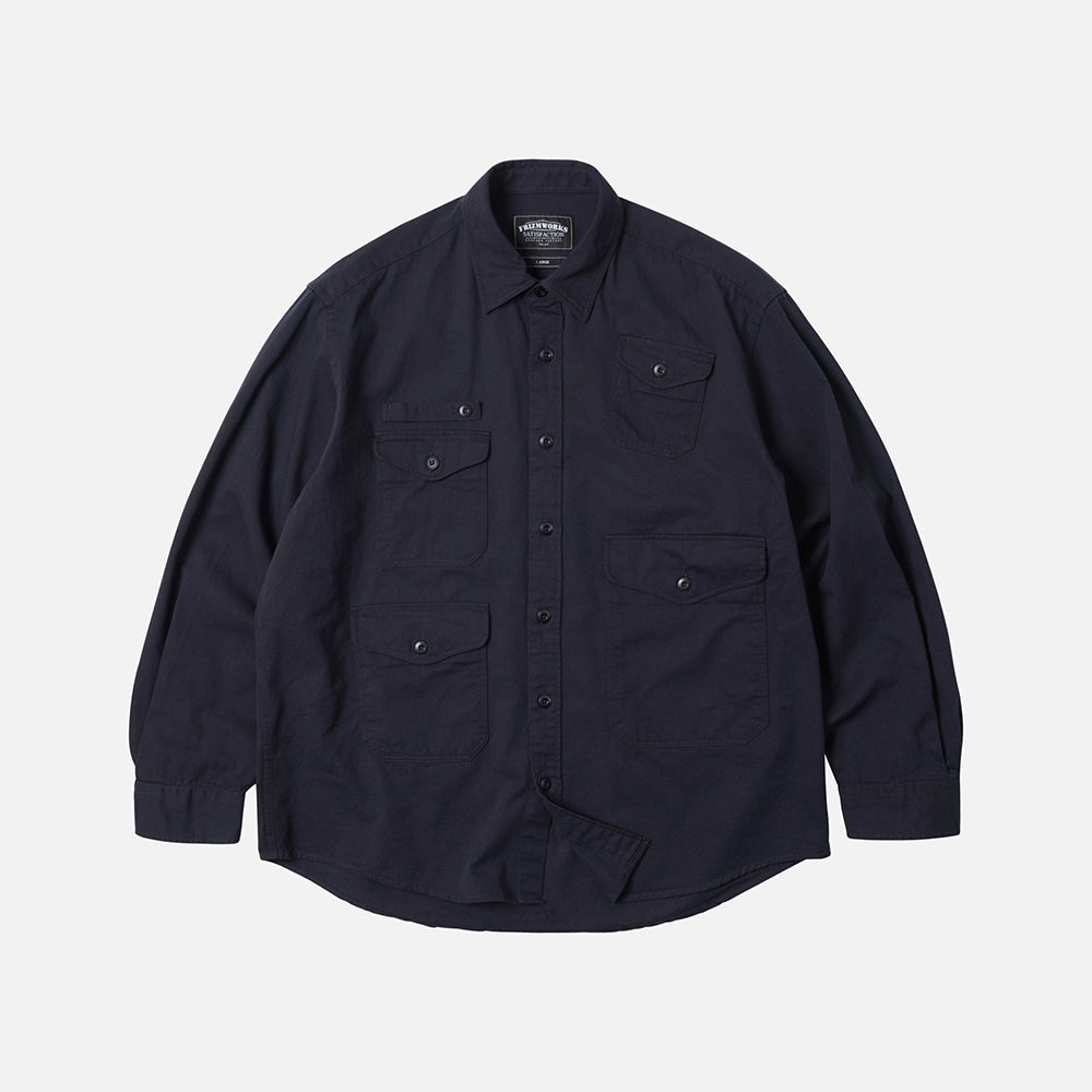 FrizmWorks Twill Utility Pocket Shirt Jacket - Navy | Garmentory