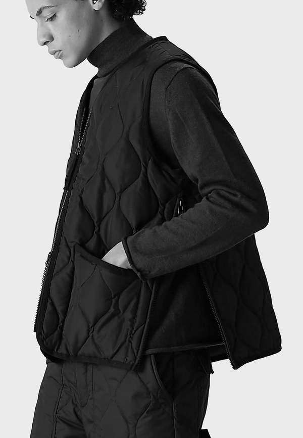 TAION Military Zip V Neck Down Vest Dark Sage Green Garmentory taion-military-zip-v-neck-down-vest-dark-sage-green-garmentory