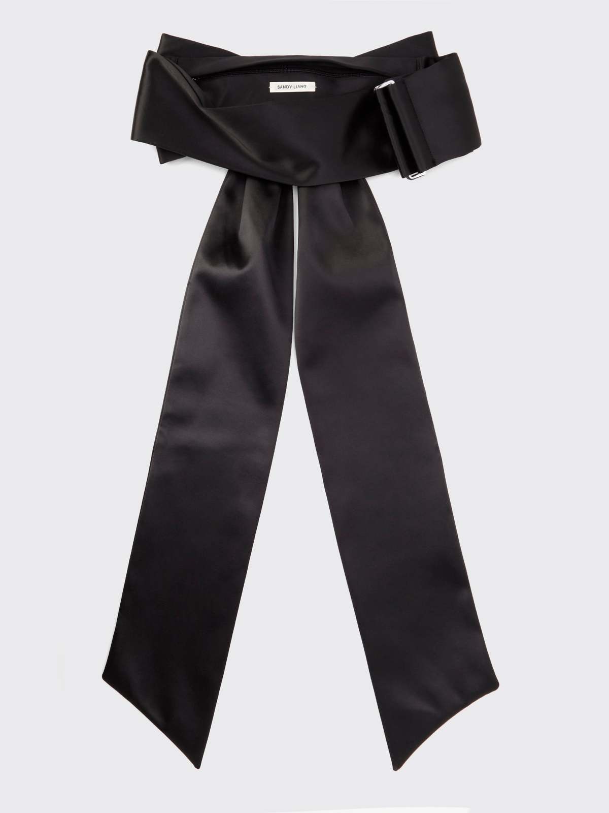 Sandy Liang Black Satin Bow Belt Sandy Liang Satin Headband W/ Bow Accents - Black Hair  main image 2