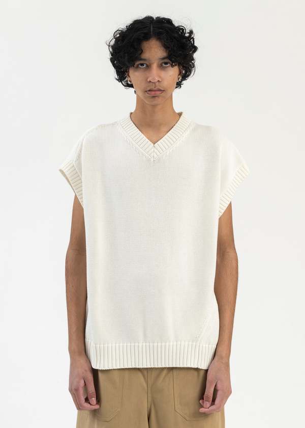 V Neck Vest in White