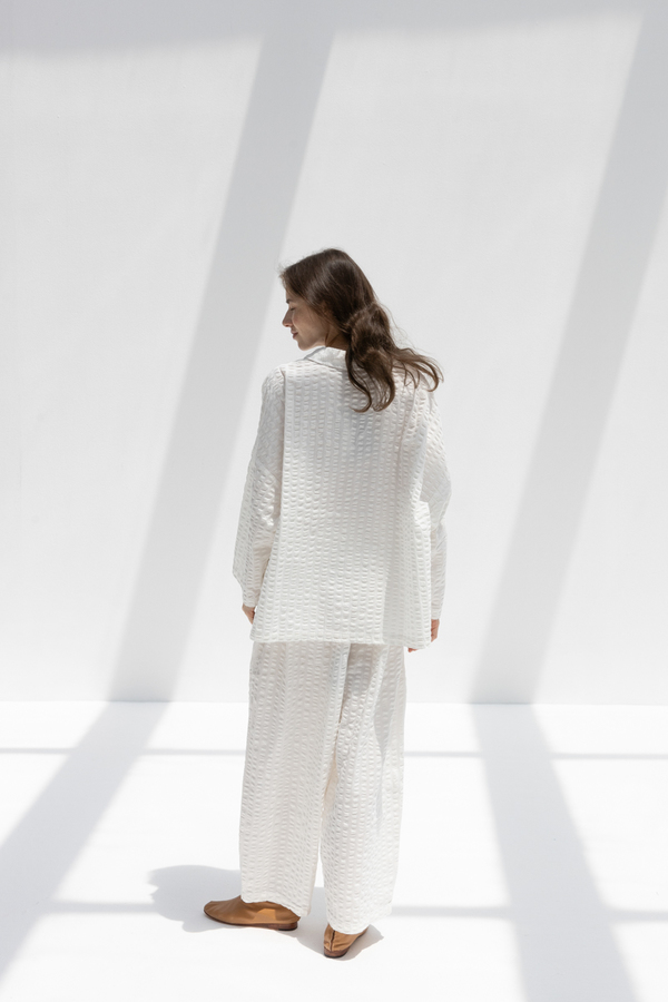 Black Crane Wide Pants - White Black Crane Wide Pants - White