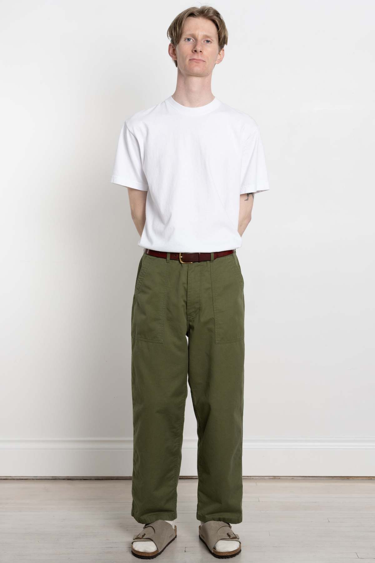 HATSKI Loose Tapered Utility Trouser - Olive | Garmentory