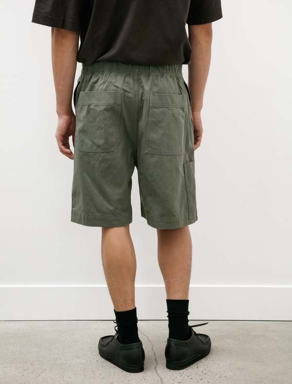 Margaret Howell Cotton Hemp Pull Up Shorts - Uniform Green