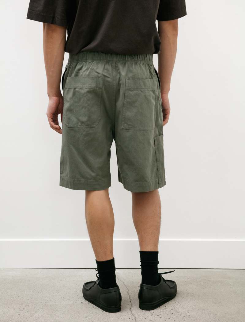 Margaret Howell Cotton Hemp Pull Up Shorts - Uniform Green