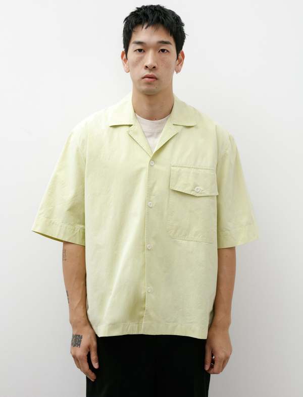 Margaret Howell Cotton Canvas SS Flap Pocket Shirt - Pale Yellow
