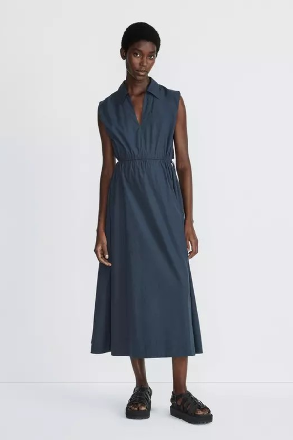 soraya blue dress Soraya Artisan Linen Dress – Lagoon – ROSELABEL main image 1
