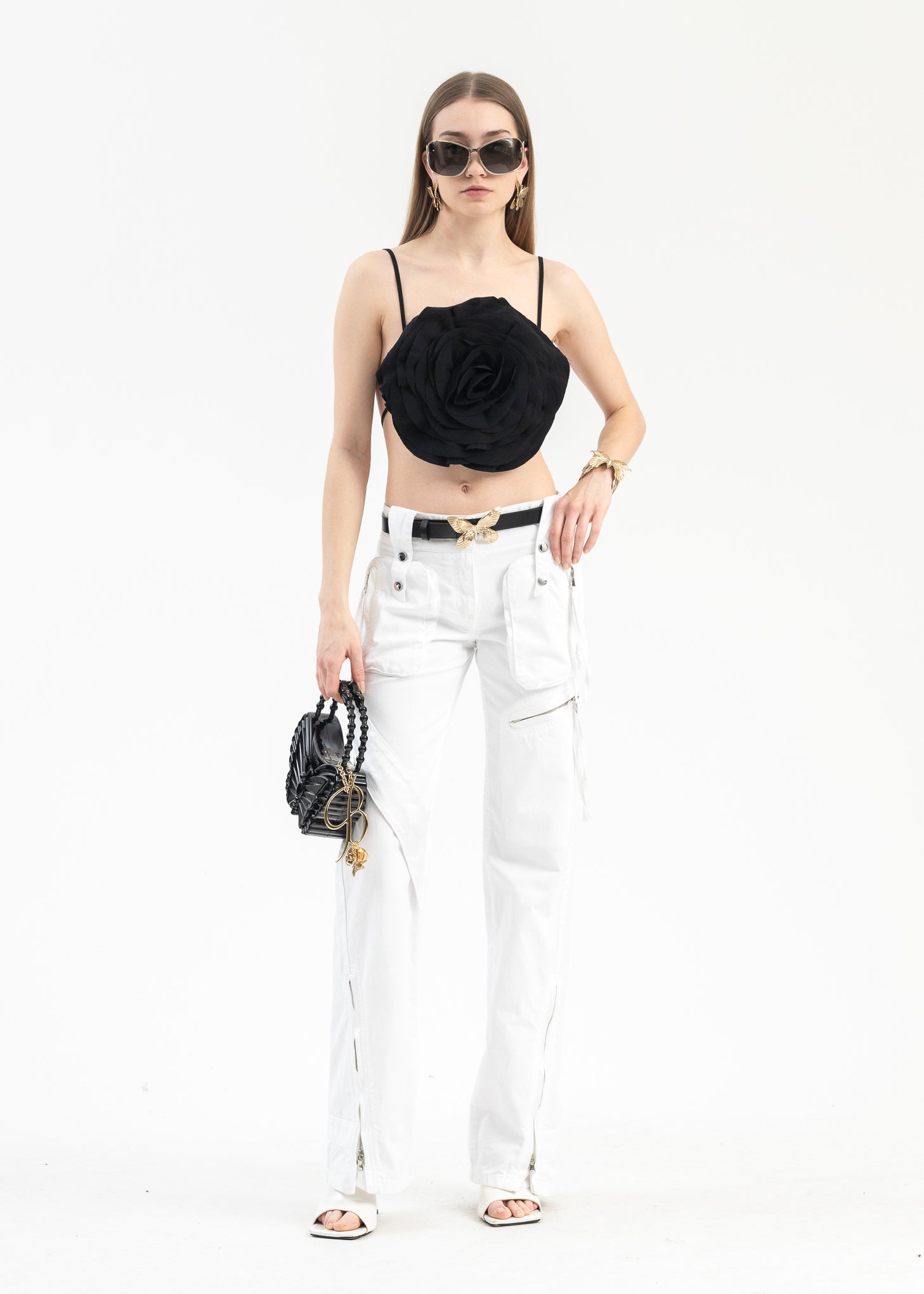 【関税込み】Blumarine ゴールド Butterfly ベルト BLACK-BELT-GOLD-BUTTERFLY-