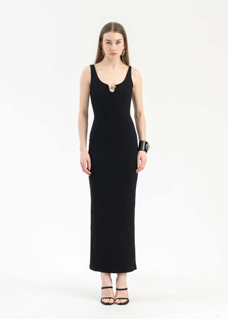 Blumarine RIB BUTTERFLY DRESS - BLACK | Garmentory