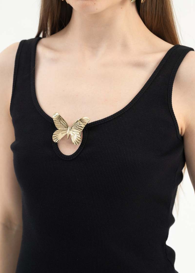 BLUMARINE 売れ筋商品|||ブルマリン Tシャツ トップス レディース Tank tops Black tank_top_con_ricamo_cuori_in_s