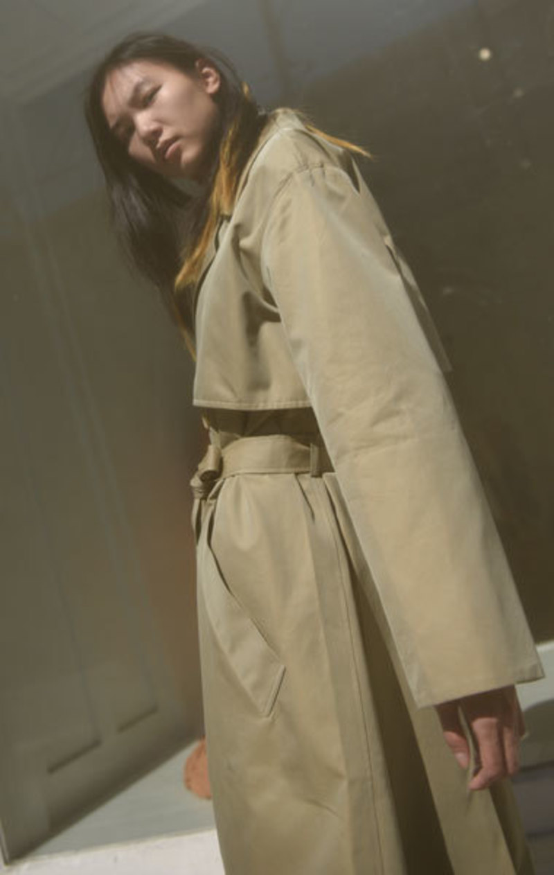 Cristaseya Oversized Long Trench Cotton Satin Brown – Neighbour