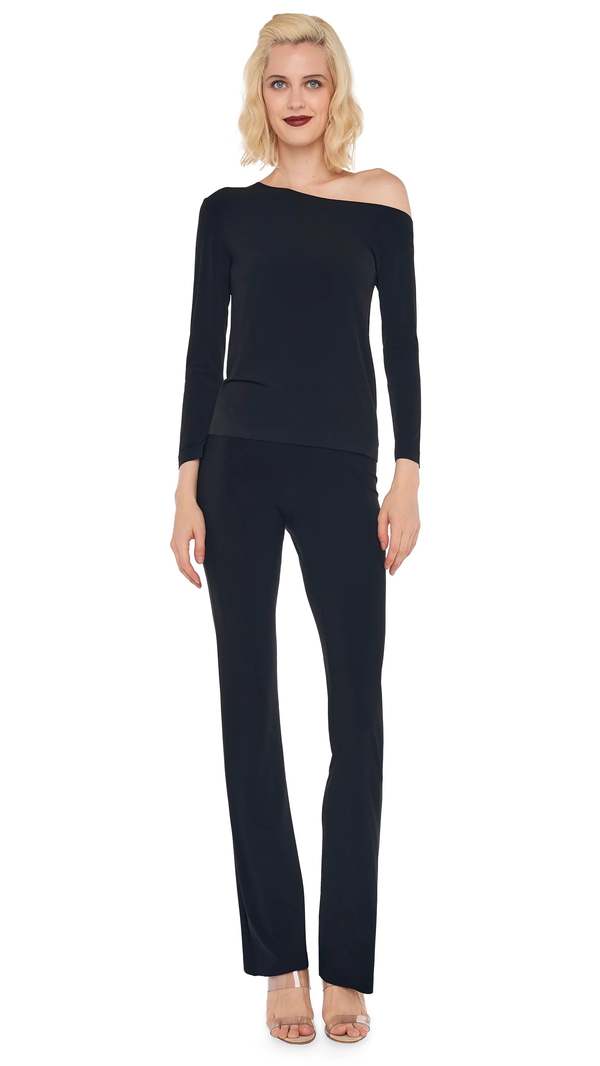 Norma Kamali Long Sleeve Drop Shoulder Top - Black