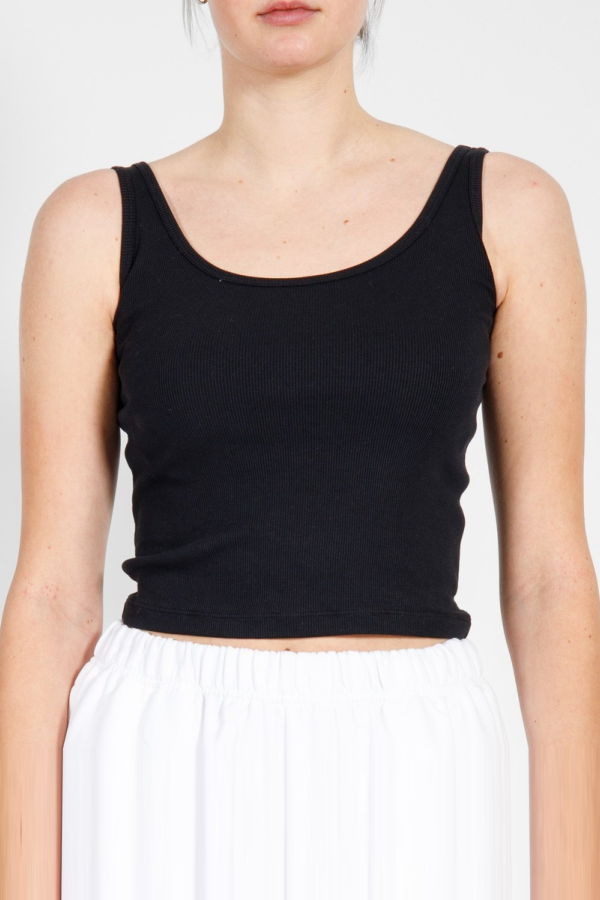 Brunette the Label Ribbed Fitted Tank Top - Black