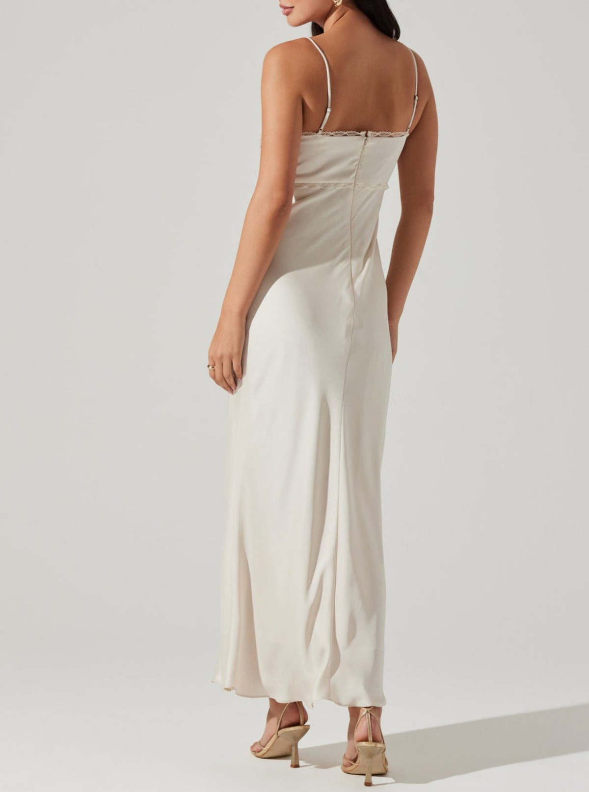 astr the label champagne dress ASTR the Label | Liese Sequin Bustier Midi Dress in Cream