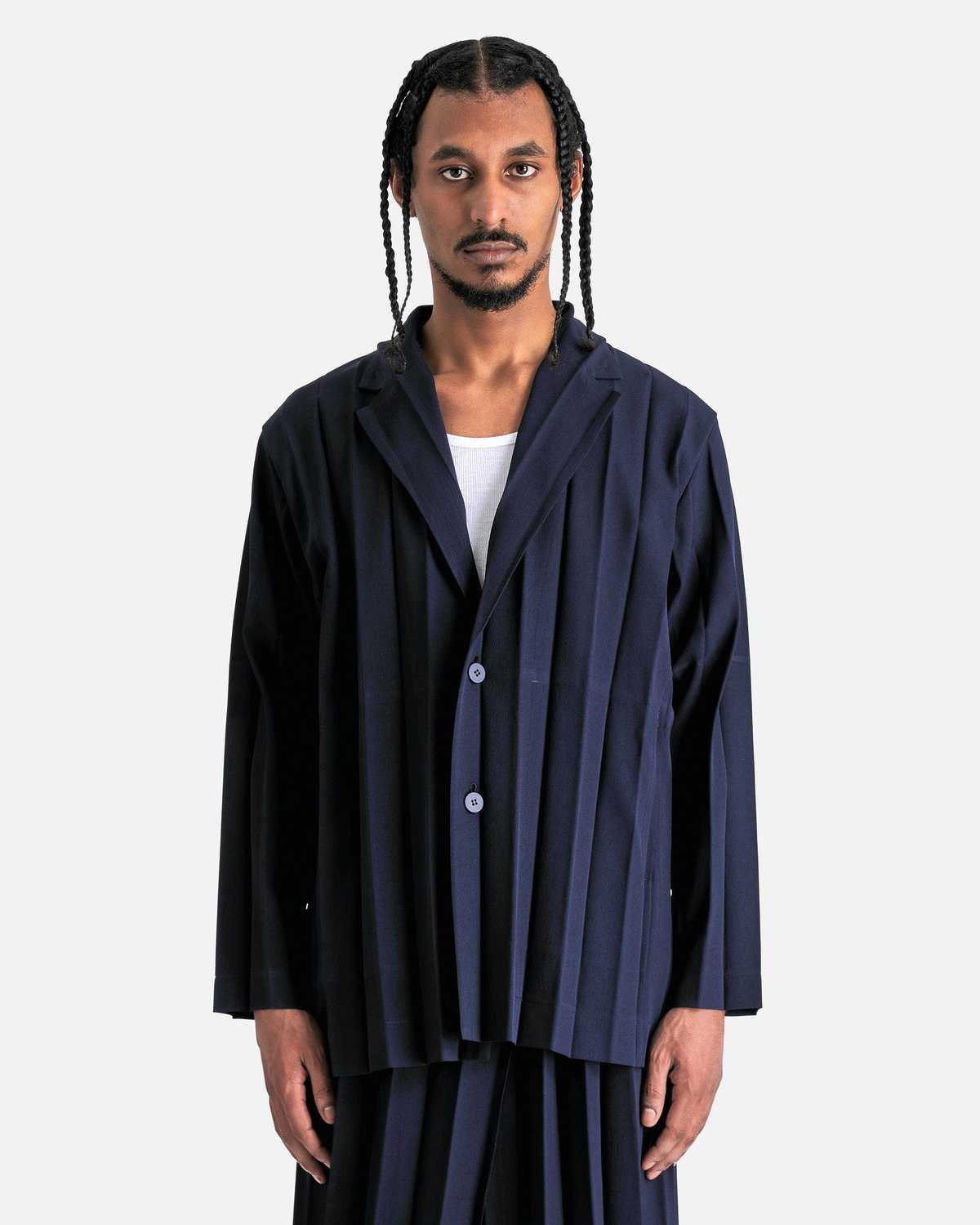 HOMME PLISSE ISSEY MIYAKE Edge Ensemble Jacket - Navy | Garmentory