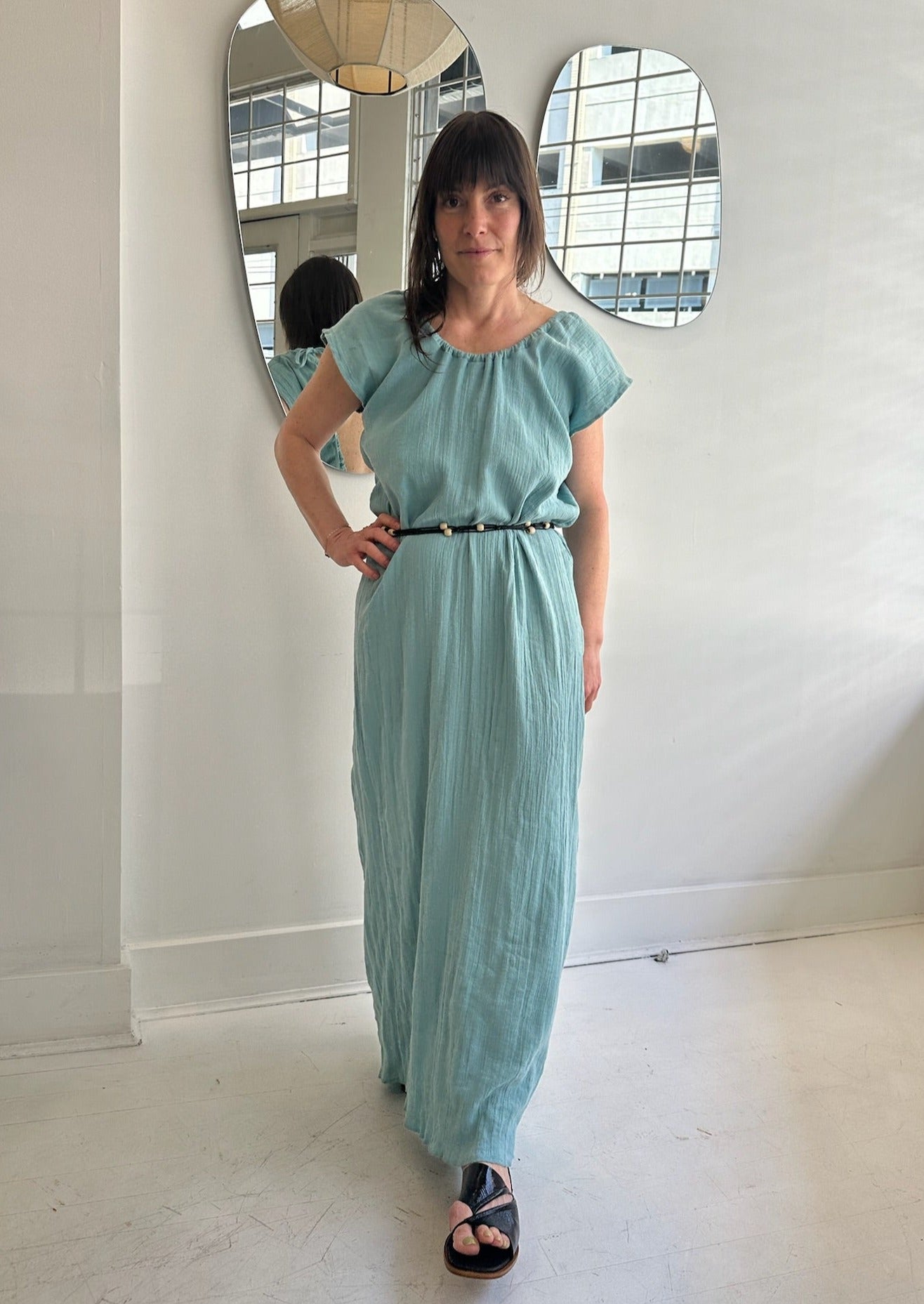 baserange Max Dress Crinkle Linen ワンピース Baserange Max Dress - Wuxi Blue | Garmentory
