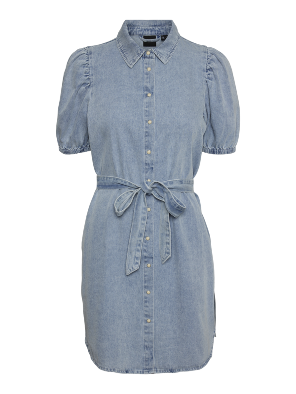 vero moda denim shirt dress Vero Moda Daisy 2/4 Denim Short Sleeve Short Dress Blue L Woman 10346217-MEDIUMBLUEDENIM-L