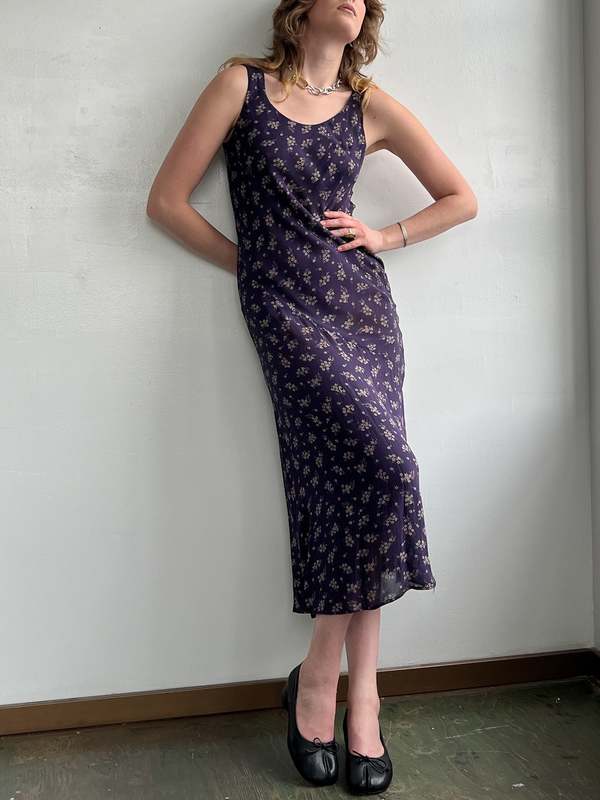 90s flowy dress Flowy Gauze Embroidered V-Neck Dress Mustard / One Size main image 0