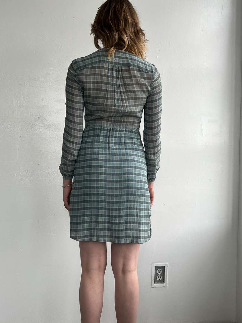 Burberry Brit Silk Dress - Blue Plaid | Garmentory