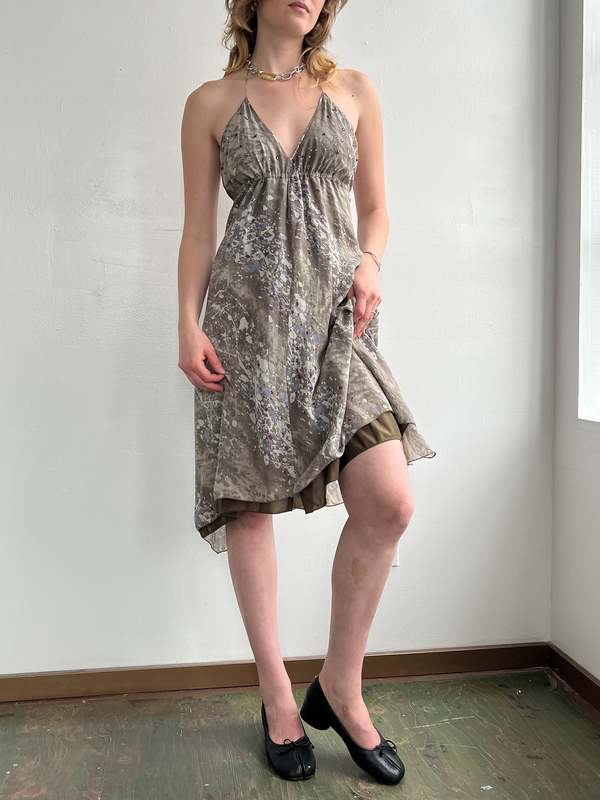 beige dress shirt Beige Floral Silk Dress Shirt L
