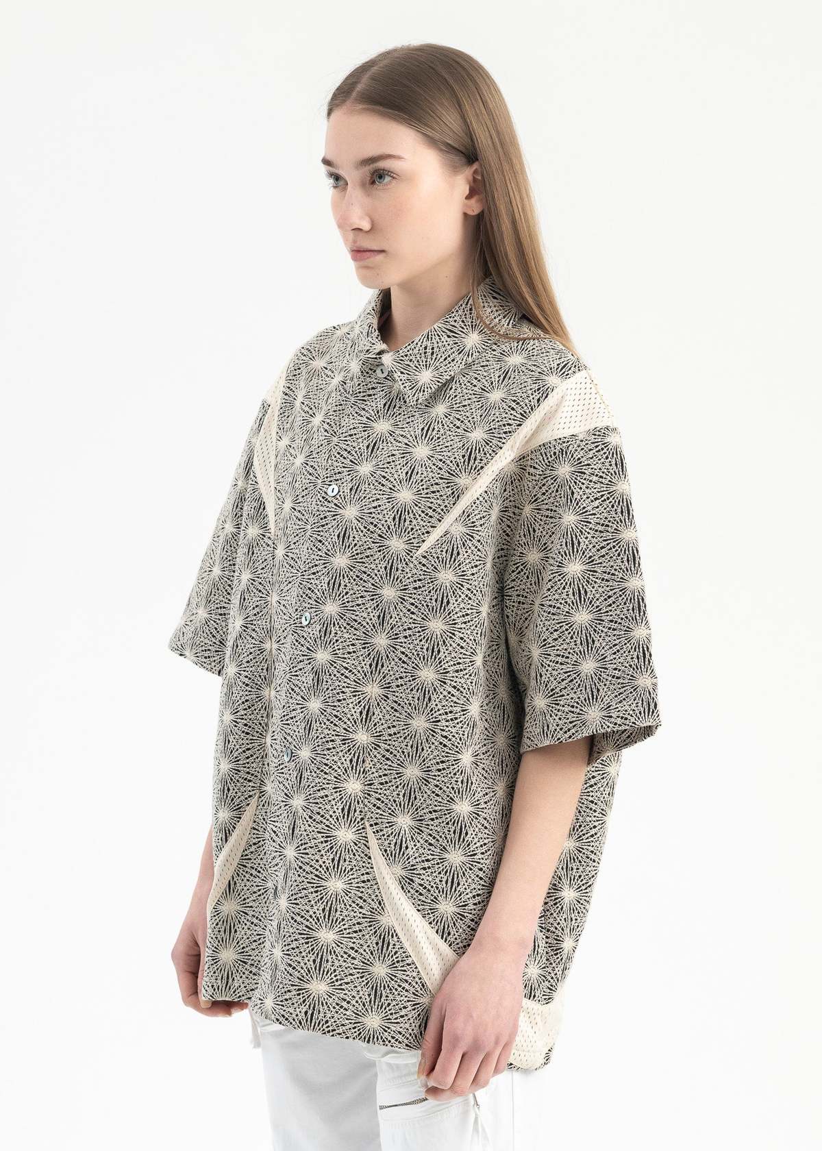 NAMESAKE DEVIN PANELLED SS PRINT SHIRT