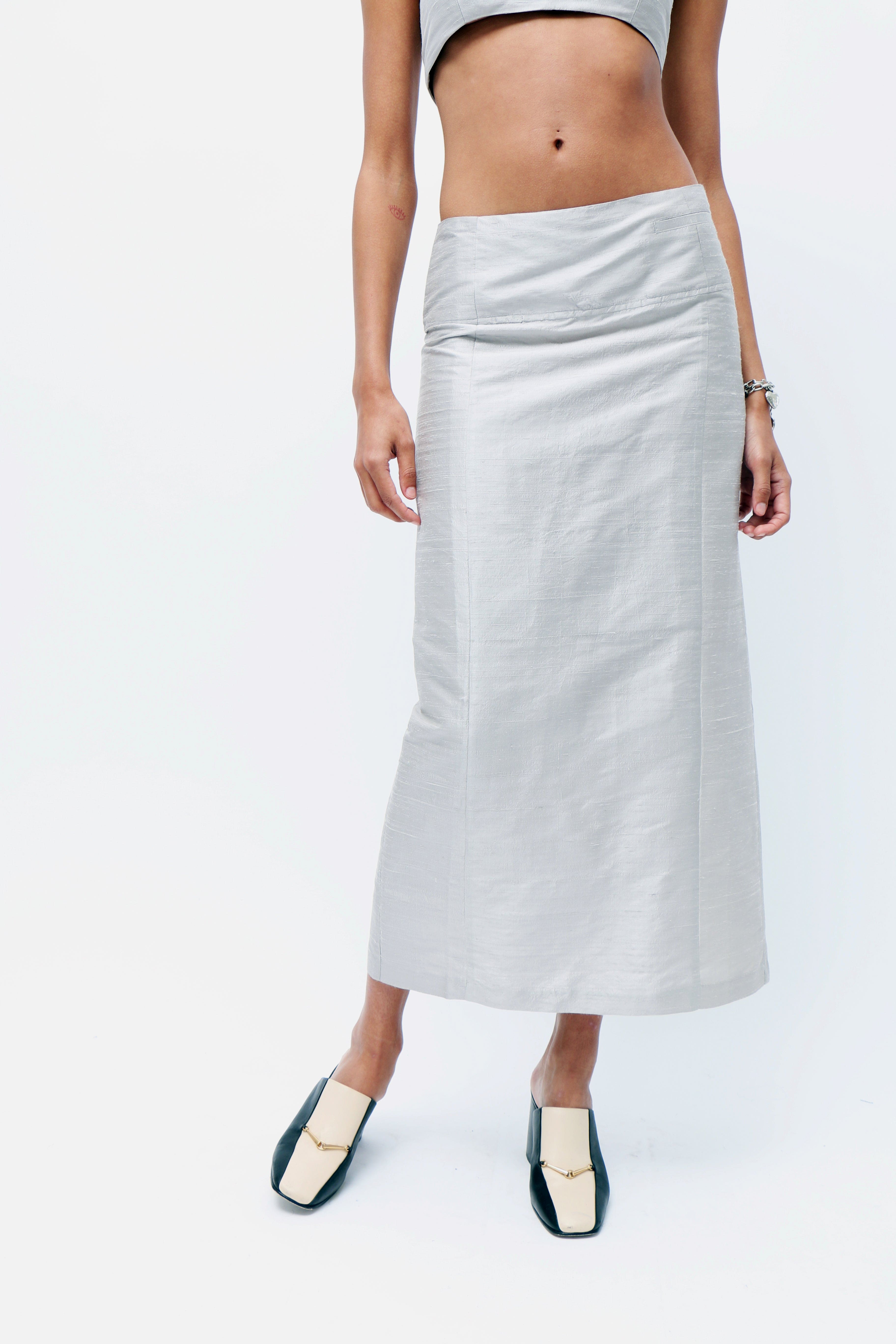 PALOMA WOOL｜SKIRTS (RIBANDI (QJ0306-Light Grey)) Paloma Wool Ribandi Midi Skirt - Light Grey | Garmentory