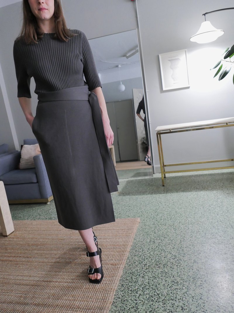Lauren Manoogian Double Knit Wrap Skirt - Coal | Garmentory
