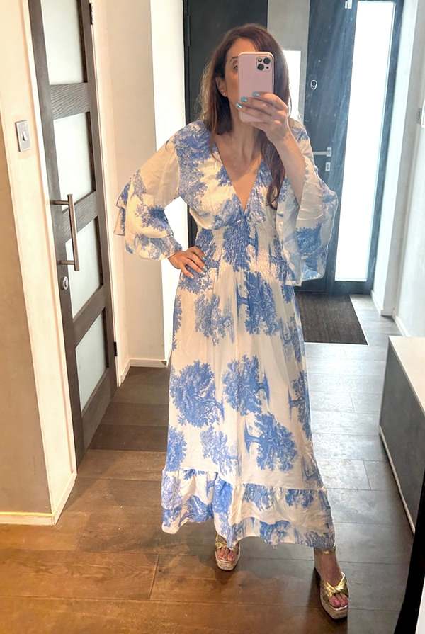Oxygen Boutique Printed Floral Maxi Dress - Blue | Garmentory