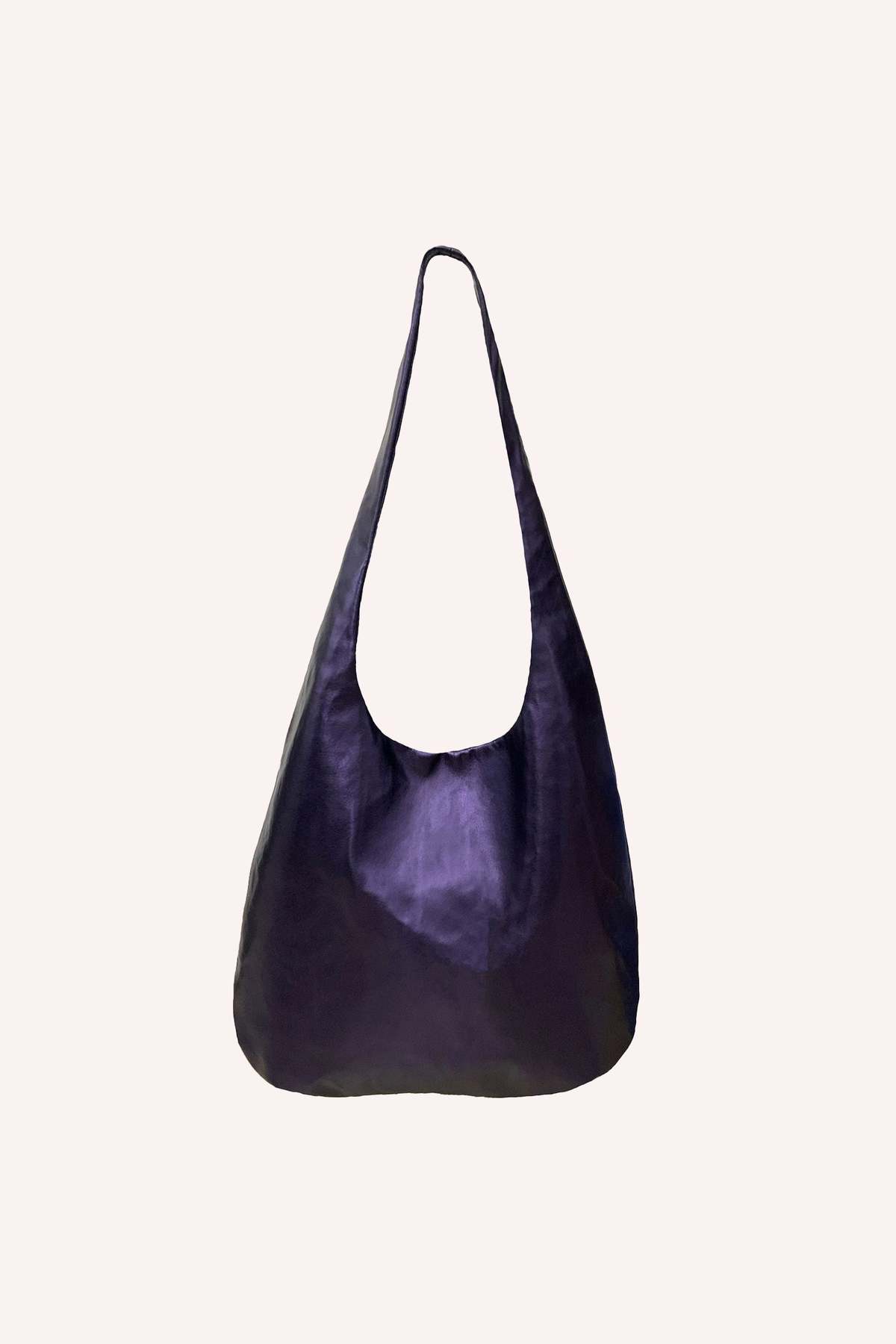 Anna Sui Metallic Faux Leather Hobo Bag - Amethyst | Garmentory