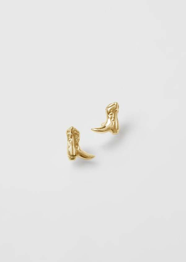 Wolf Circus Cowboy Boot Stud Earrings - Gold