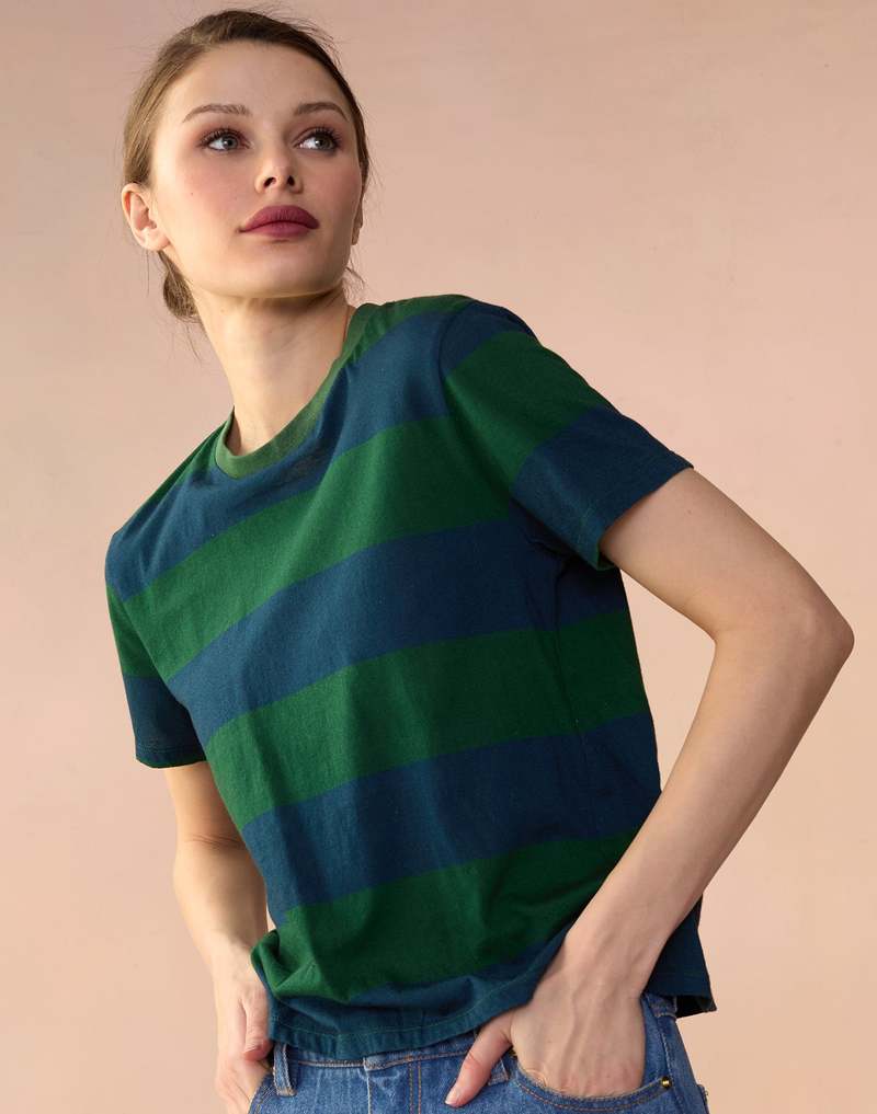 Cynthia Rowley Striped Tee - Green/Navy Cynthia Rowley Striped Tee - Green/Navy