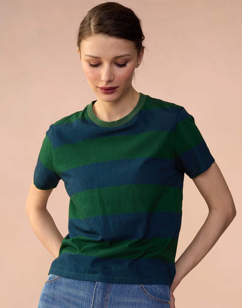 Cynthia Rowley Striped Tee - Green/Navy Cynthia Rowley Striped Tee - Green/Navy