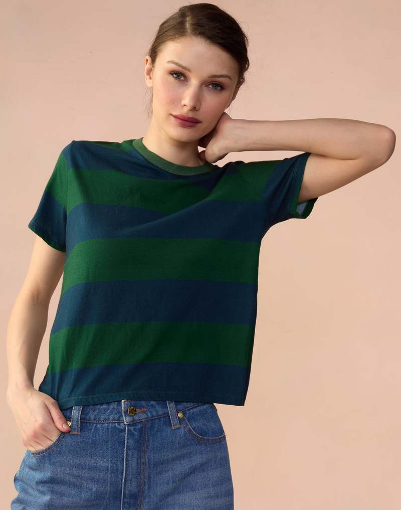 Cynthia Rowley Striped Tee - Green/Navy Cynthia Rowley Striped Tee - Green/Navy