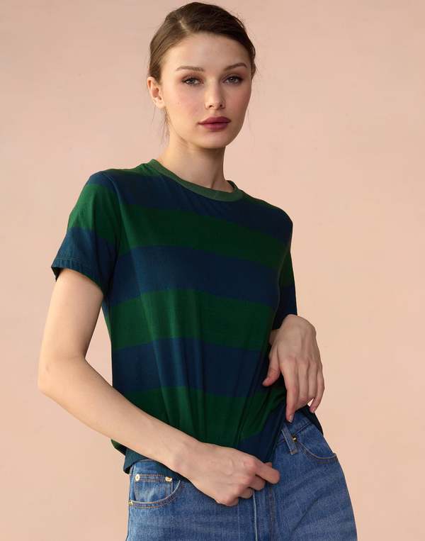 Cynthia Rowley Striped Tee - Green/Navy Cynthia Rowley Striped Tee - Green/Navy