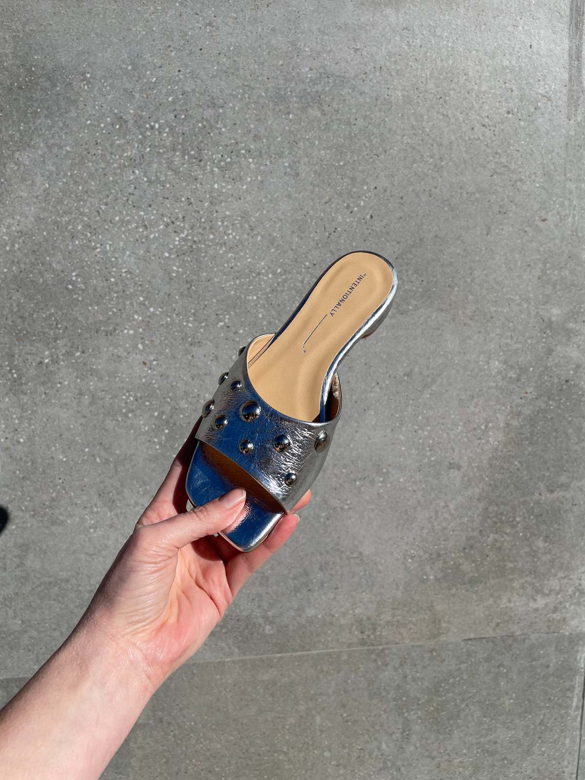 "INTENTIONALLY __________." SADIE METALLIC SLIDE - MERCURY - Image 2 of 9