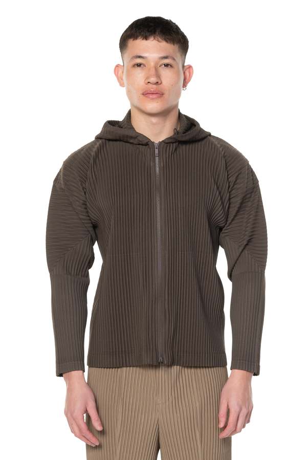 Issey Miyake Zip-Up Plissé Hoodie Homme Plissé Issey Miyake fully-pleated zip-up Hoodie