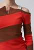 Kijun Stripe Off Shoulder Top - Brown/Orange Red - Thumbnail 4