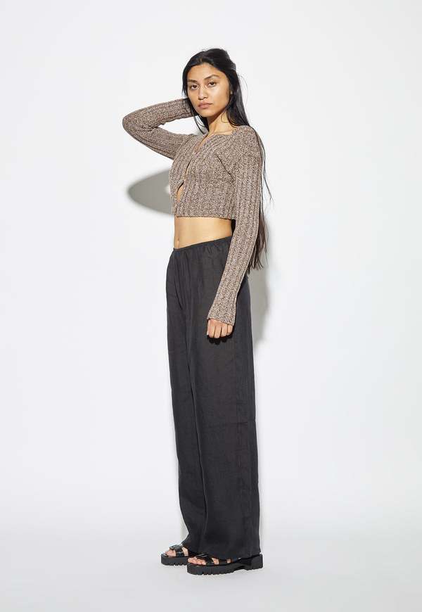 トップス BASERANGE - MACAU SWEATER GREY MELANGE Baserange Macau Cardigan - Grey Brown Melange | Garmentory