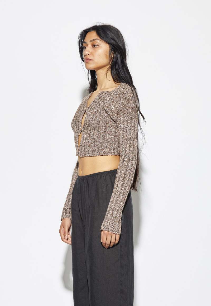 Baserange Macau Cardigan - Grey Brown Melange | Garmentory